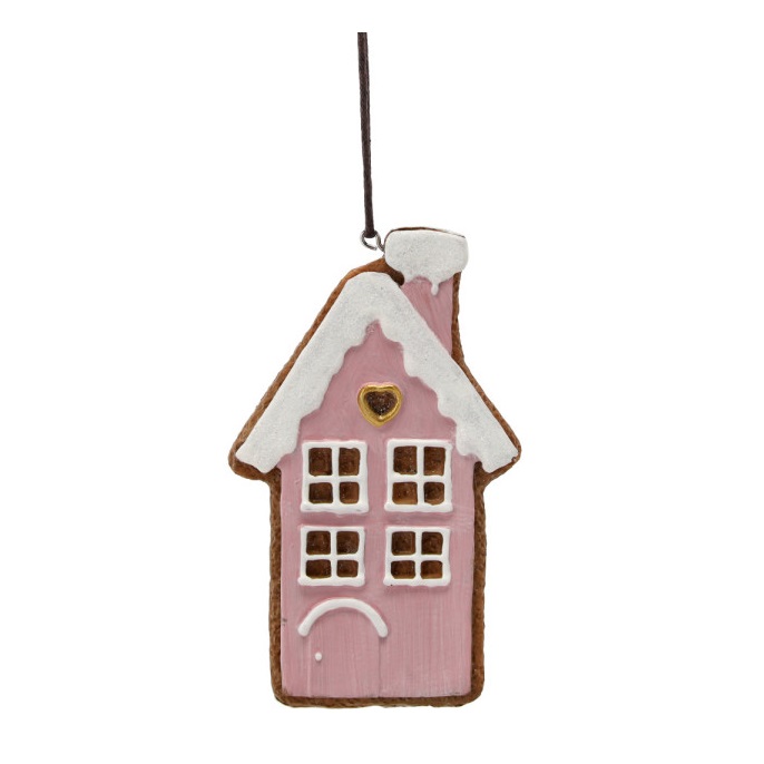 Perníkový keramický domček ružový 12,5 cm