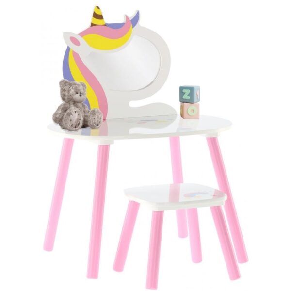 Detský toaletný stolík s taburetkou Jednorožec Lilly