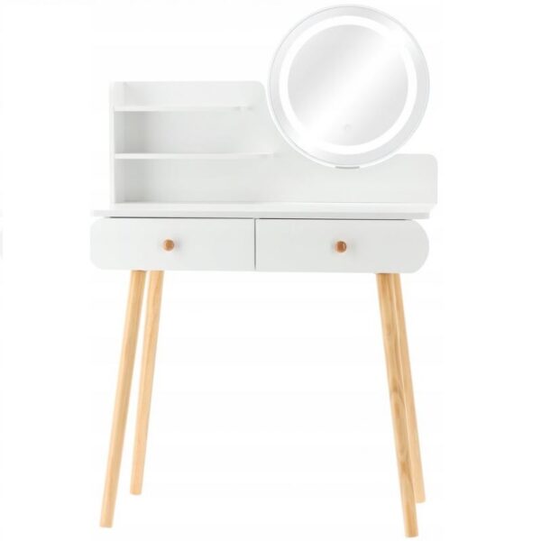 Toaletný stolík biely s LED zrkadlom 80 x 40 x 120 cm