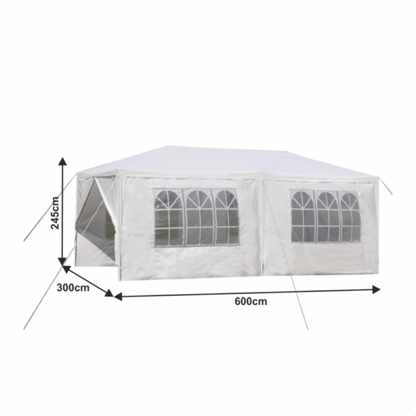 Záhradný párty stan, biela, 3x6 m, TEKNO TYP 2 + 6 bočných strán - Image 9