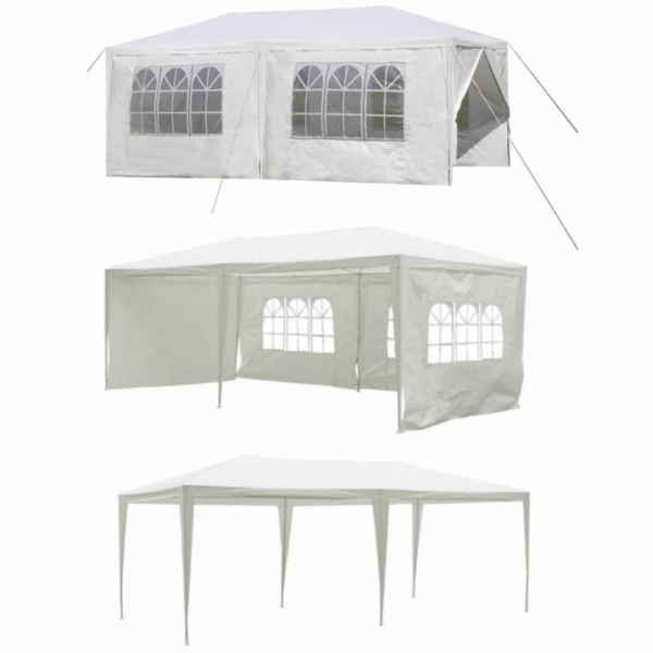 Záhradný párty stan, biela, 3x6 m, TEKNO TYP 2 + 6 bočných strán - Image 5