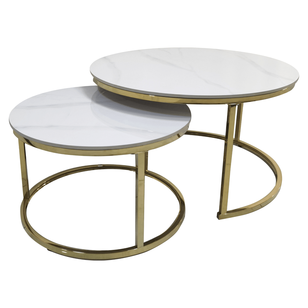 Konferenčné stolíky imitácia mramoru/gold DEVNET 3 NEW