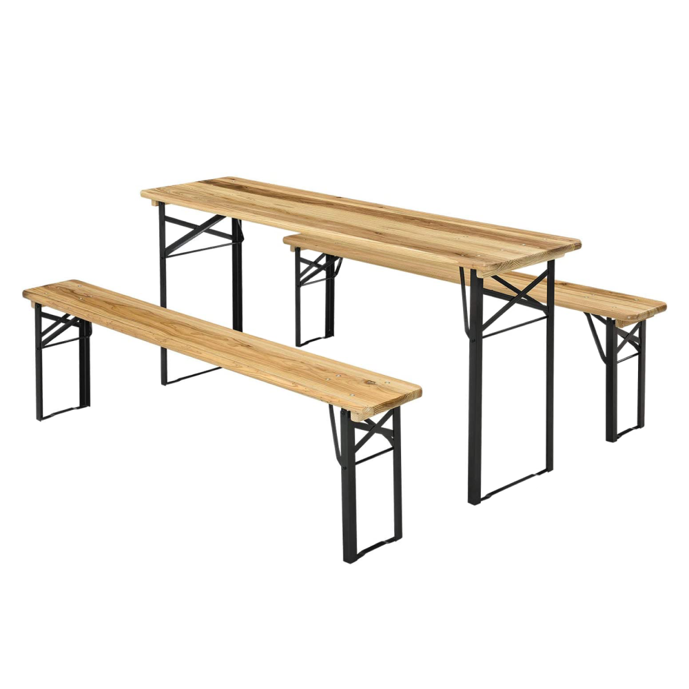 Pivný set 1+2, drevo/kov, prírodná/čierna, LORIS