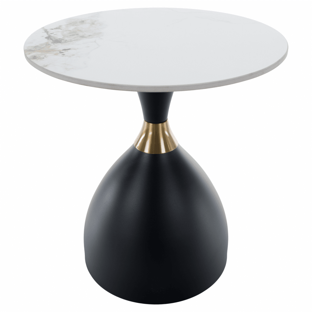 Konferenčný stolík, biely mramor/čierna/zlatá, ODIS NEW