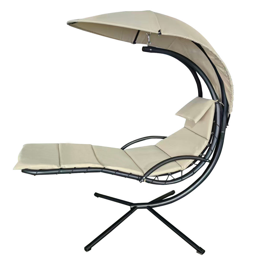 Záhradné hojdacie kreslo, béžová/čierna, SPAVIN